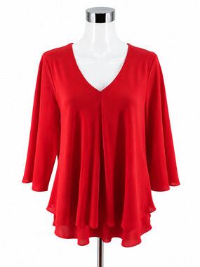 Frank Lyman Design Red Chiffon Bell Sleeve Blouse Top Size 14 NWT
